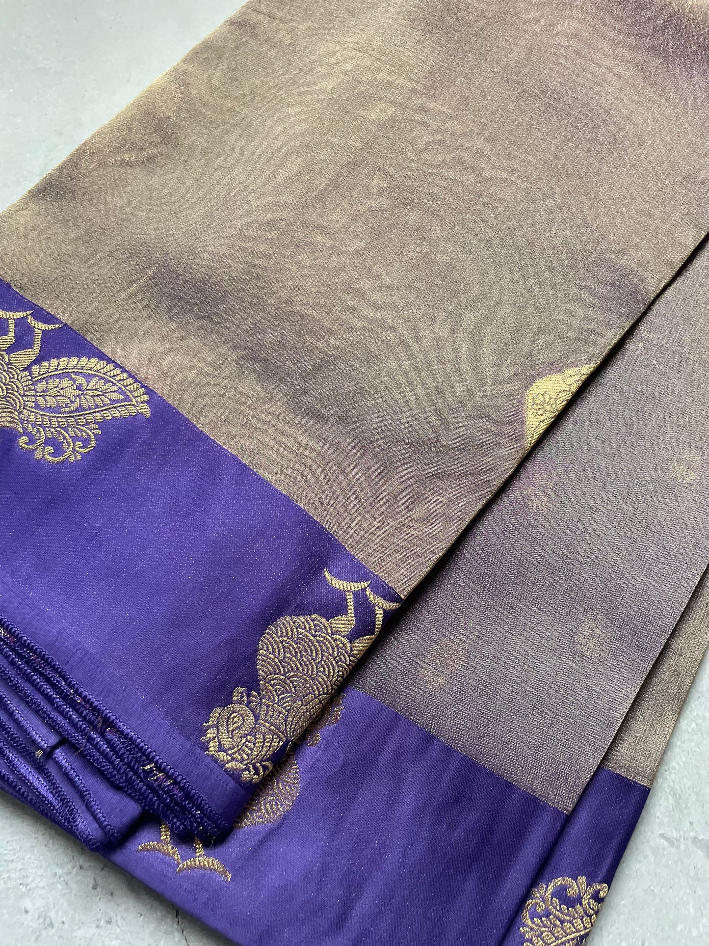 Purple Satin Border Tissue Silk Saree