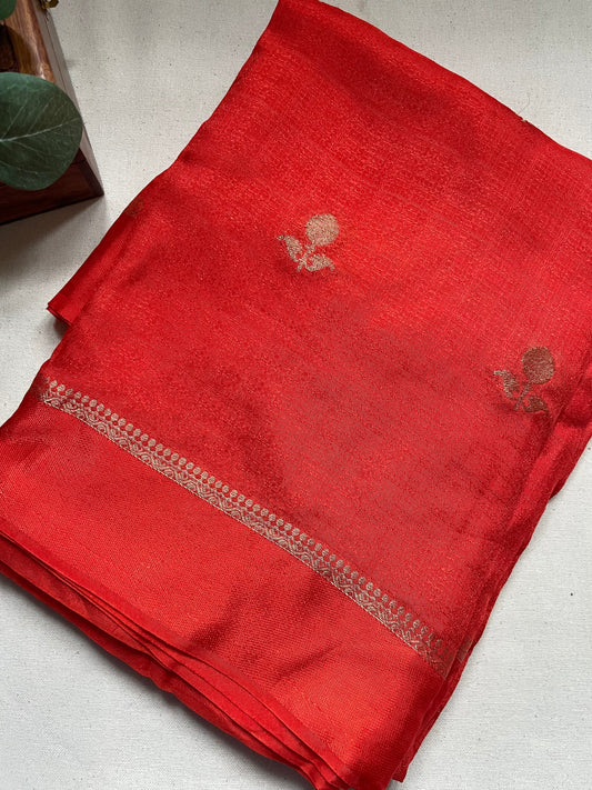 Orange Viscose Banarasi Crepe Silk Saree