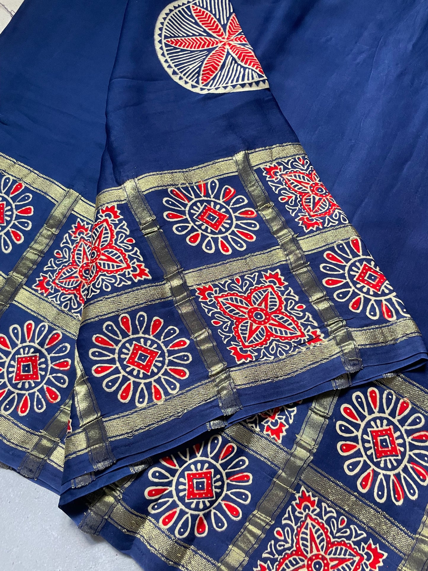 Navy Blue Gharchola border Modal Silk Saree