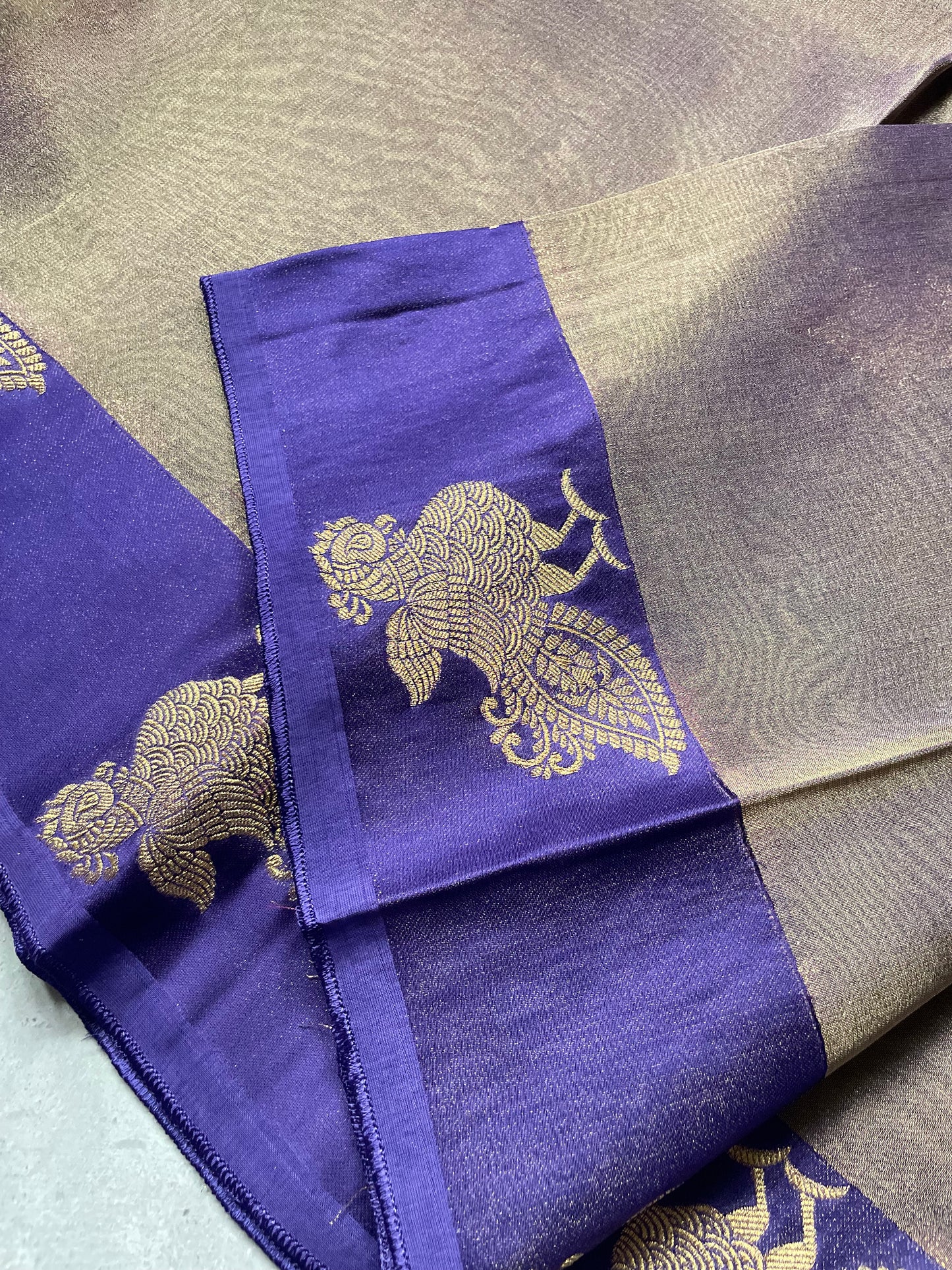 Purple Satin Border Tissue Silk Saree