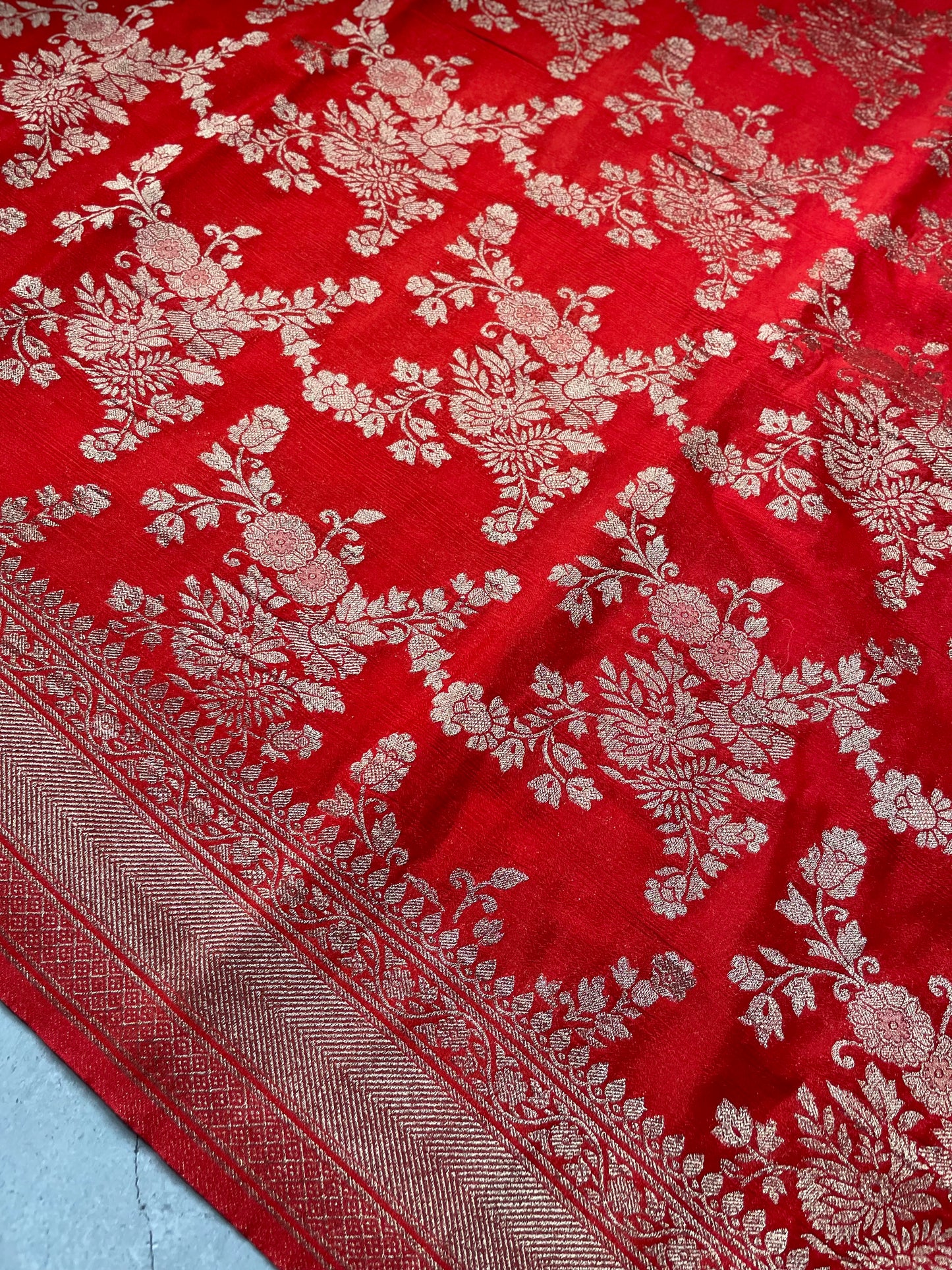Red Banarasi Jaal Crepe Georgette Saree