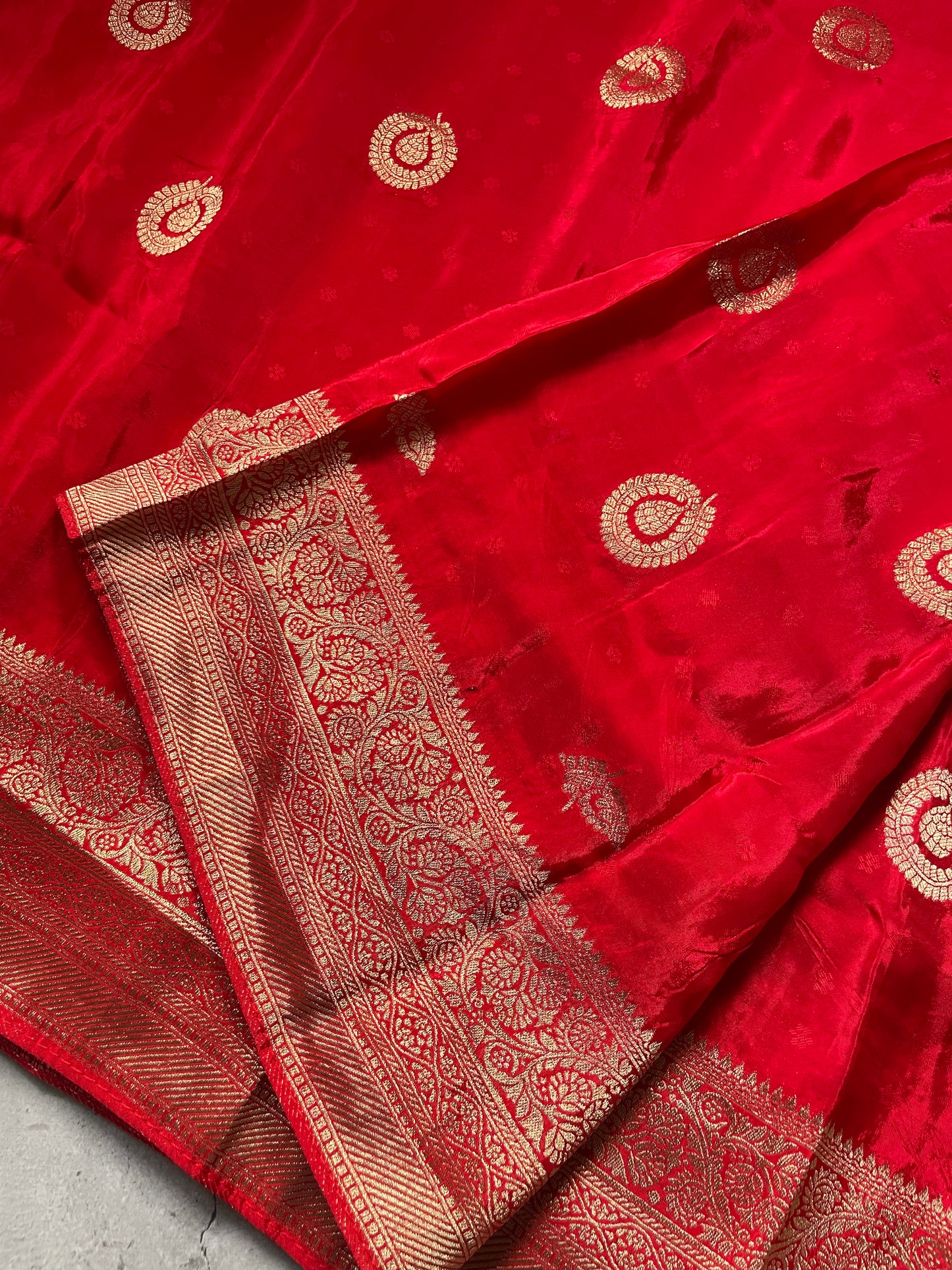 Red N Blue Satin Crepe(02) Silk Saree