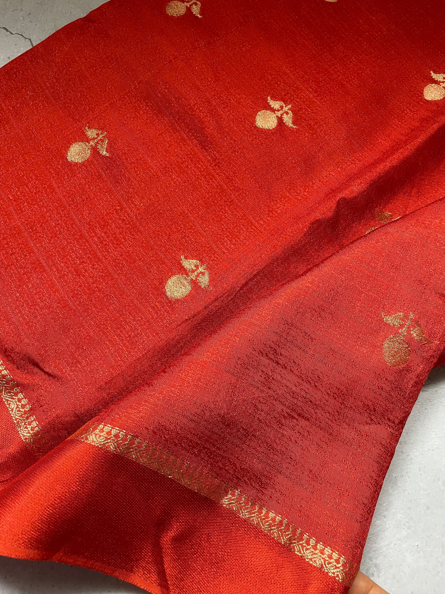 Rust Orange Viscose Banarasi Crepe Silk Saree