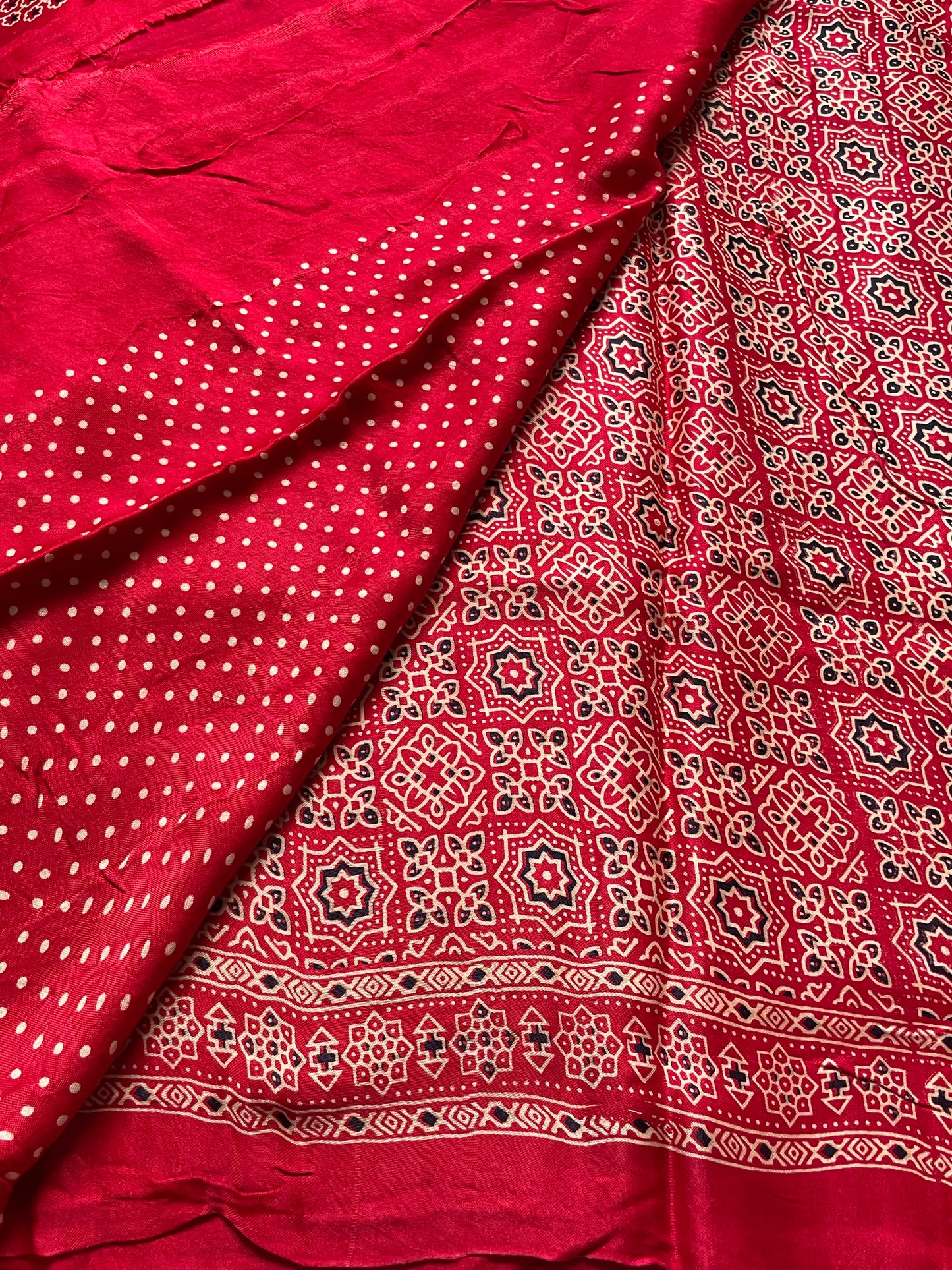 Red Ajrakh  Modal Silk Saree
