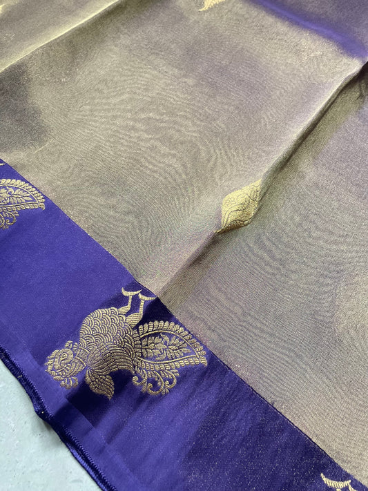 Purple Satin Border Tissue Silk Saree