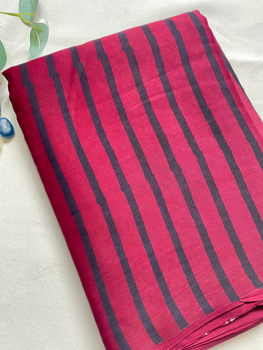 Dark Maroon Stripe Zari Pallu Modal Silk Saree