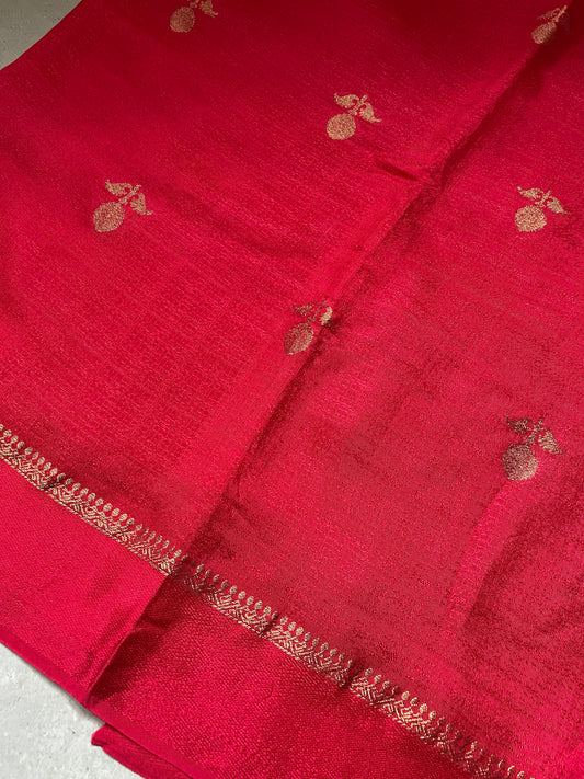 Pink Viscose Banarasi Crepe Silk Saree