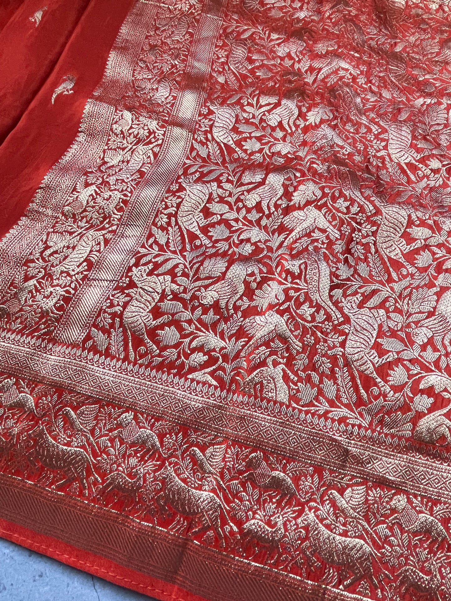 Orange N Purple Satin Crepe(01) Silk Saree