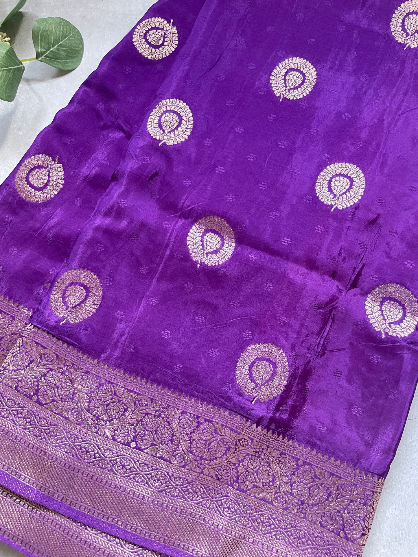 Purple N Red Satin Crepe(02) Silk Saree