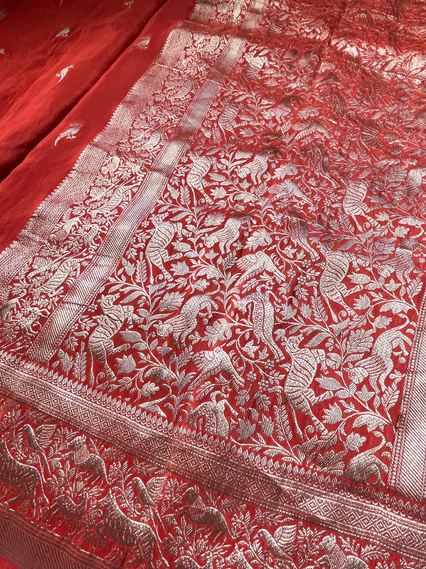 Orange N Purple Satin Crepe(01) Silk Saree