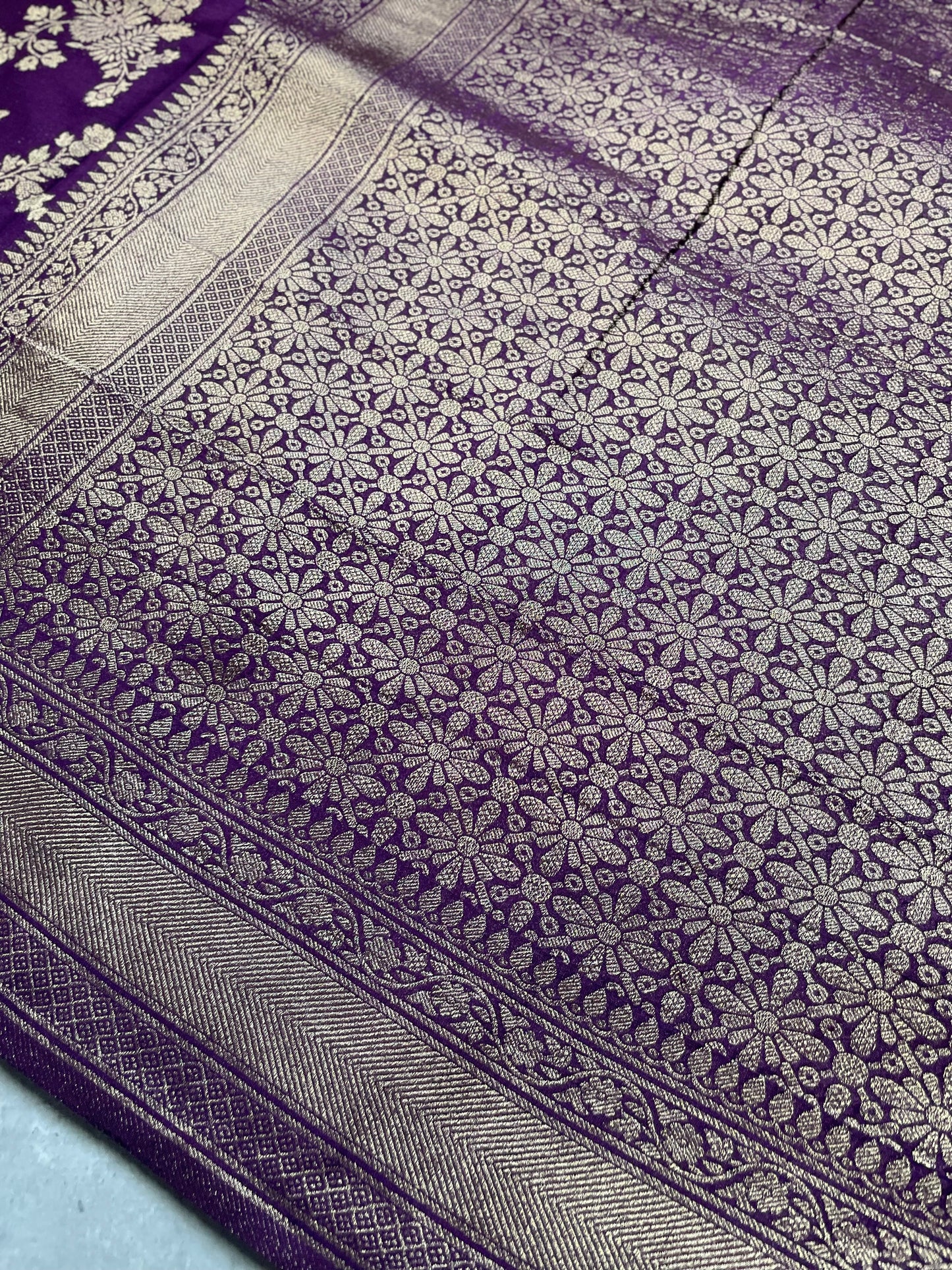 Purple Banarasi Jaal Crepe Georgette Saree