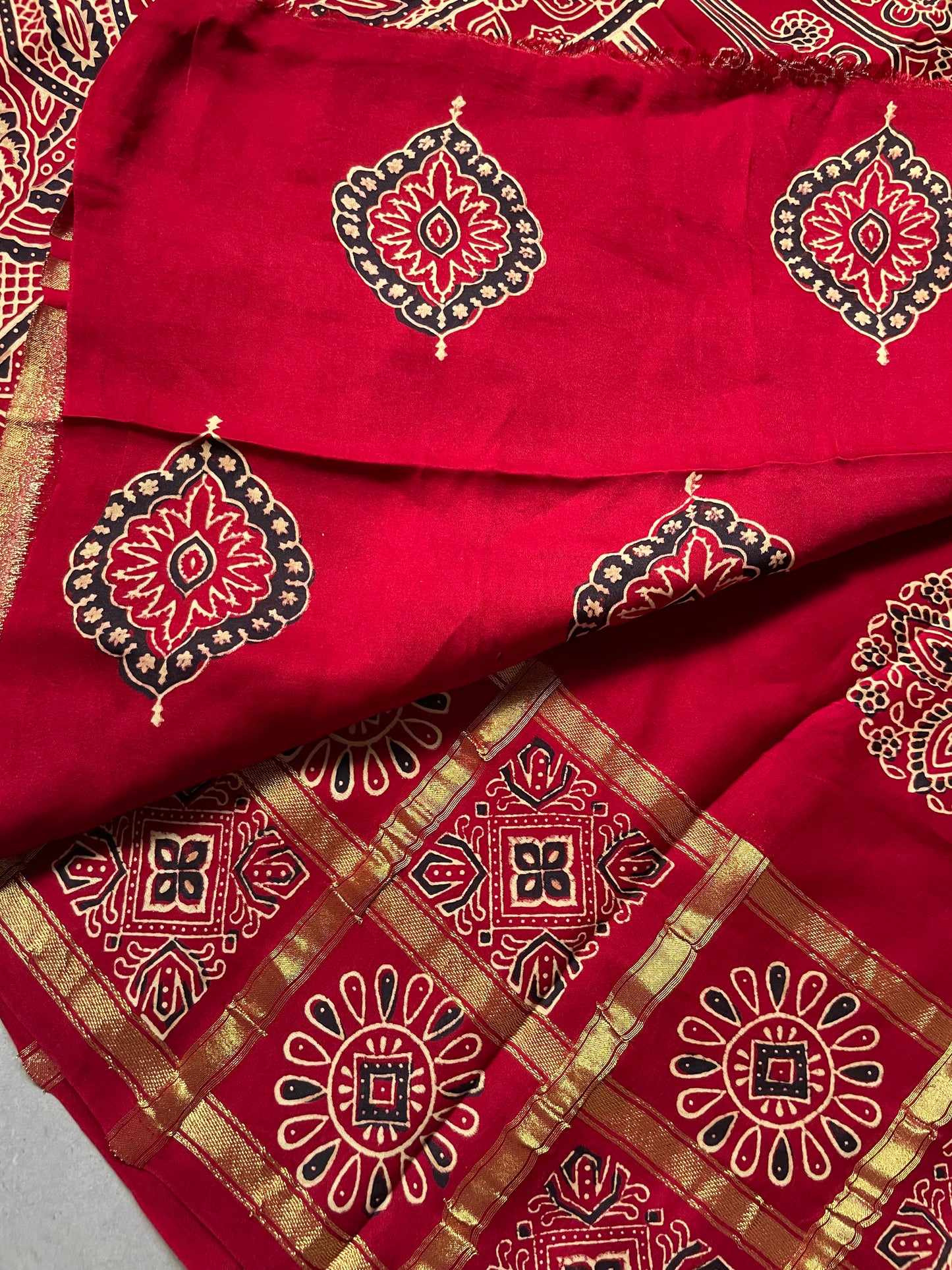 Maroon Gharchola border Modal Silk Saree