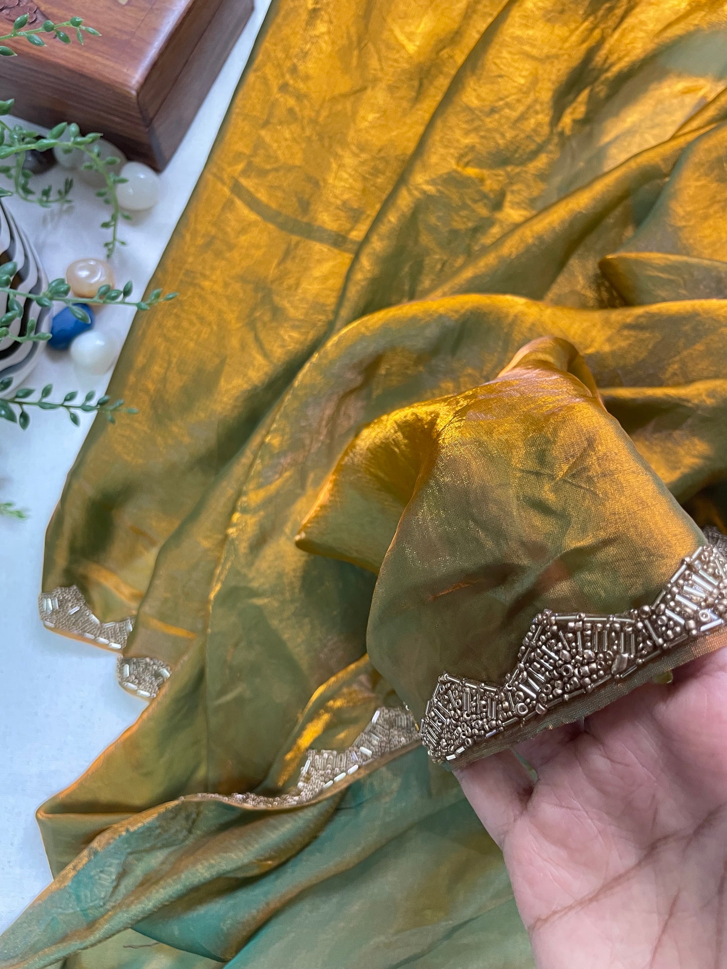 Copper Fendi Satin Saree