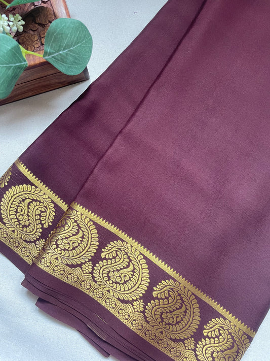 Coffee Brown Big Mango Pure Mysore Crepe Silk Saree