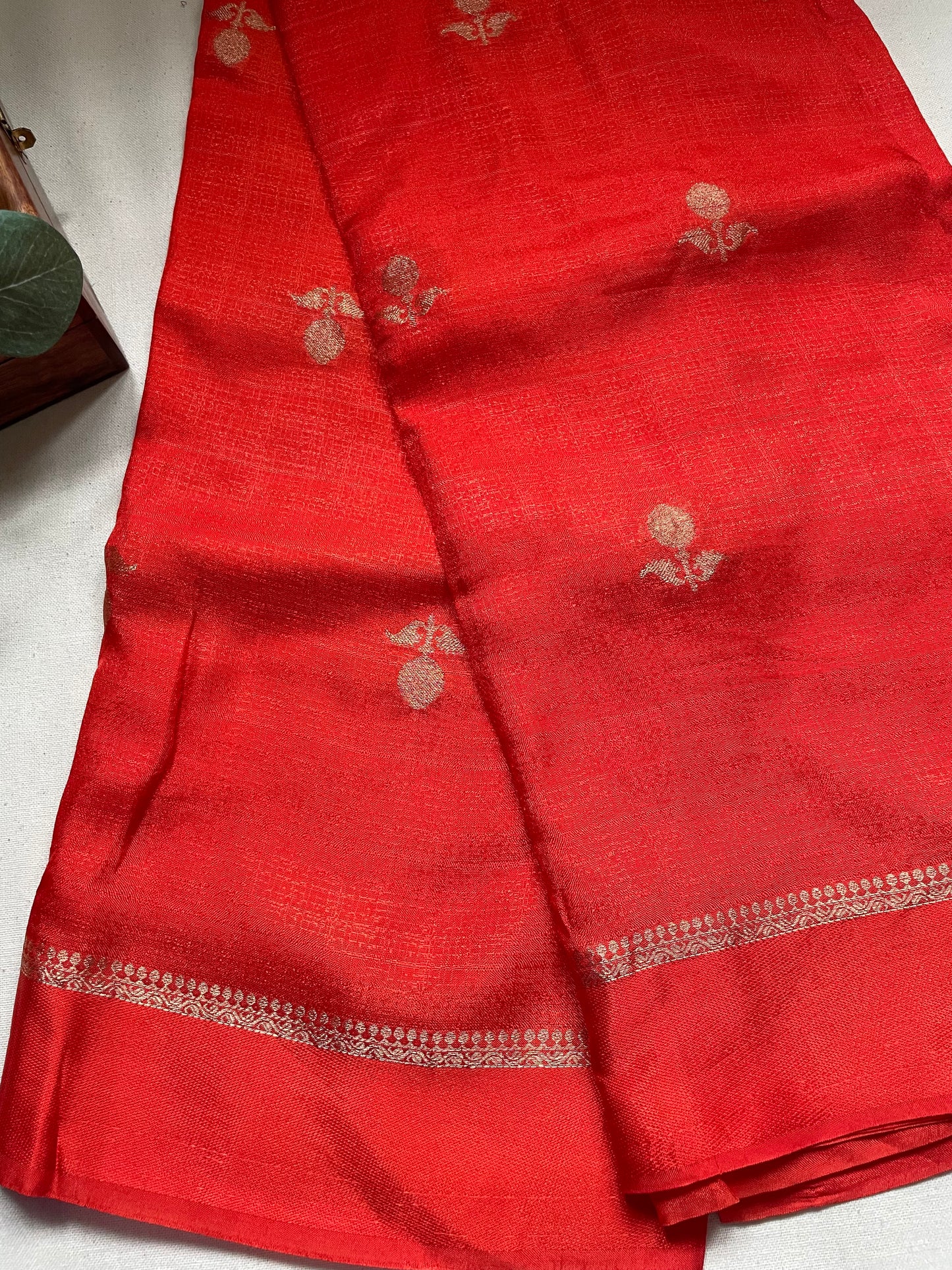 Orange Viscose Banarasi Crepe Silk Saree