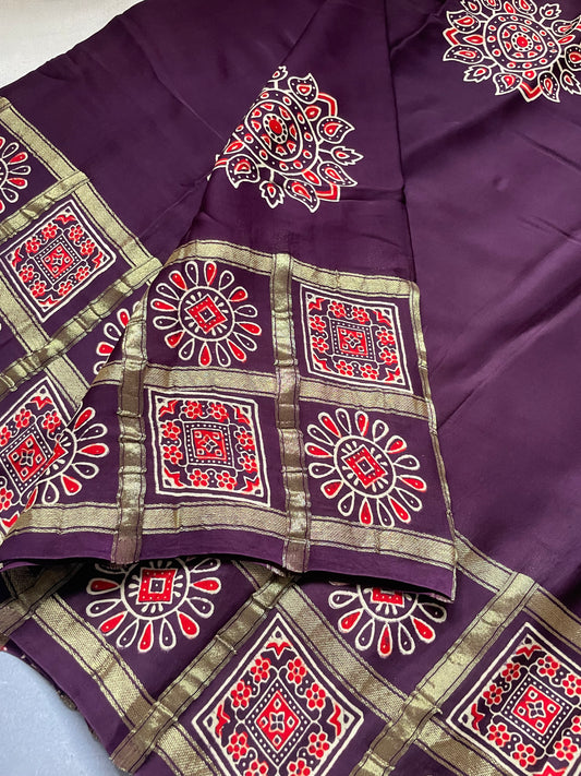 Brown Gharchola border Modal Silk Saree
