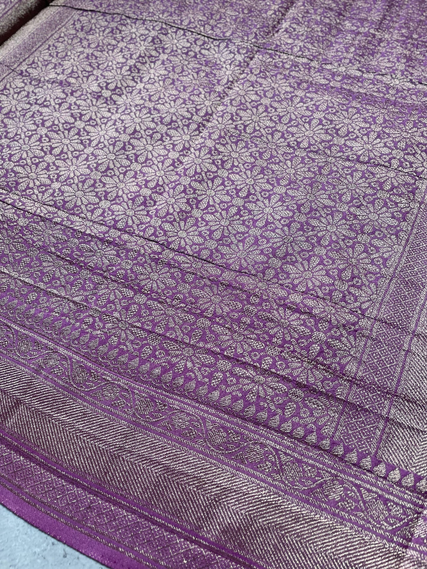 Lavender Banarasi Jaal Crepe Georgette Saree