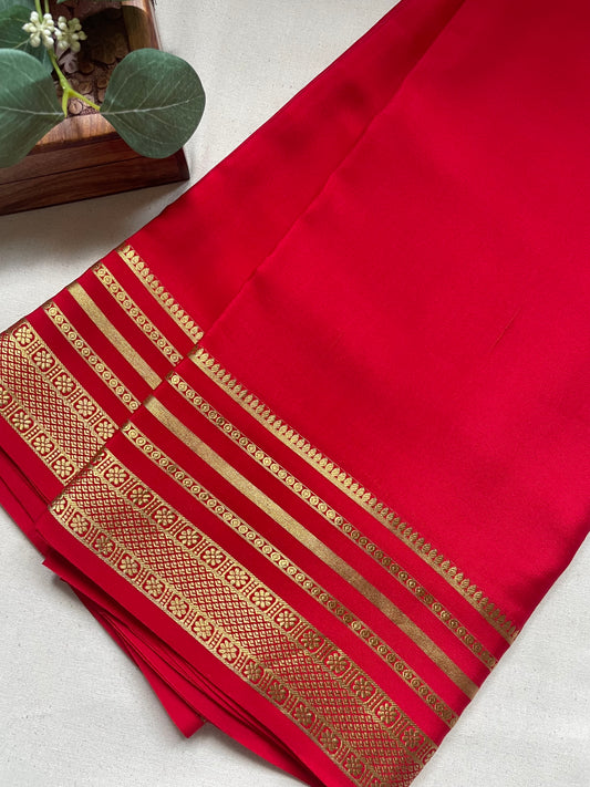 Red Rich Pallu Pure Mysore Crepe Silk Saree