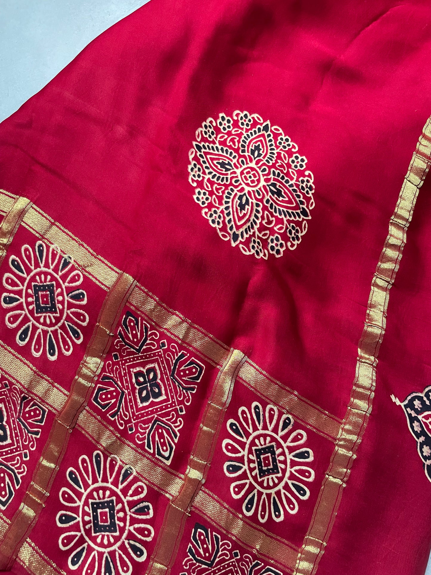 Maroon Gharchola border Modal Silk Saree