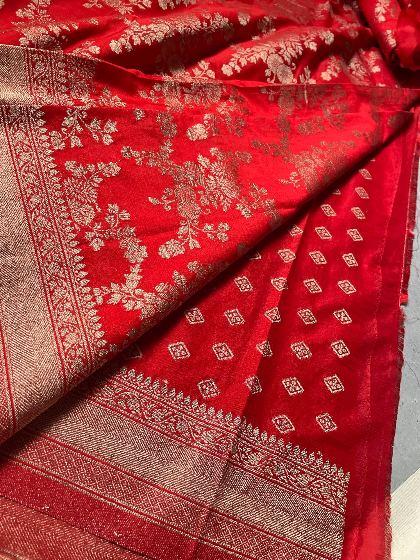 Red Banarasi Jaal Crepe Georgette Saree