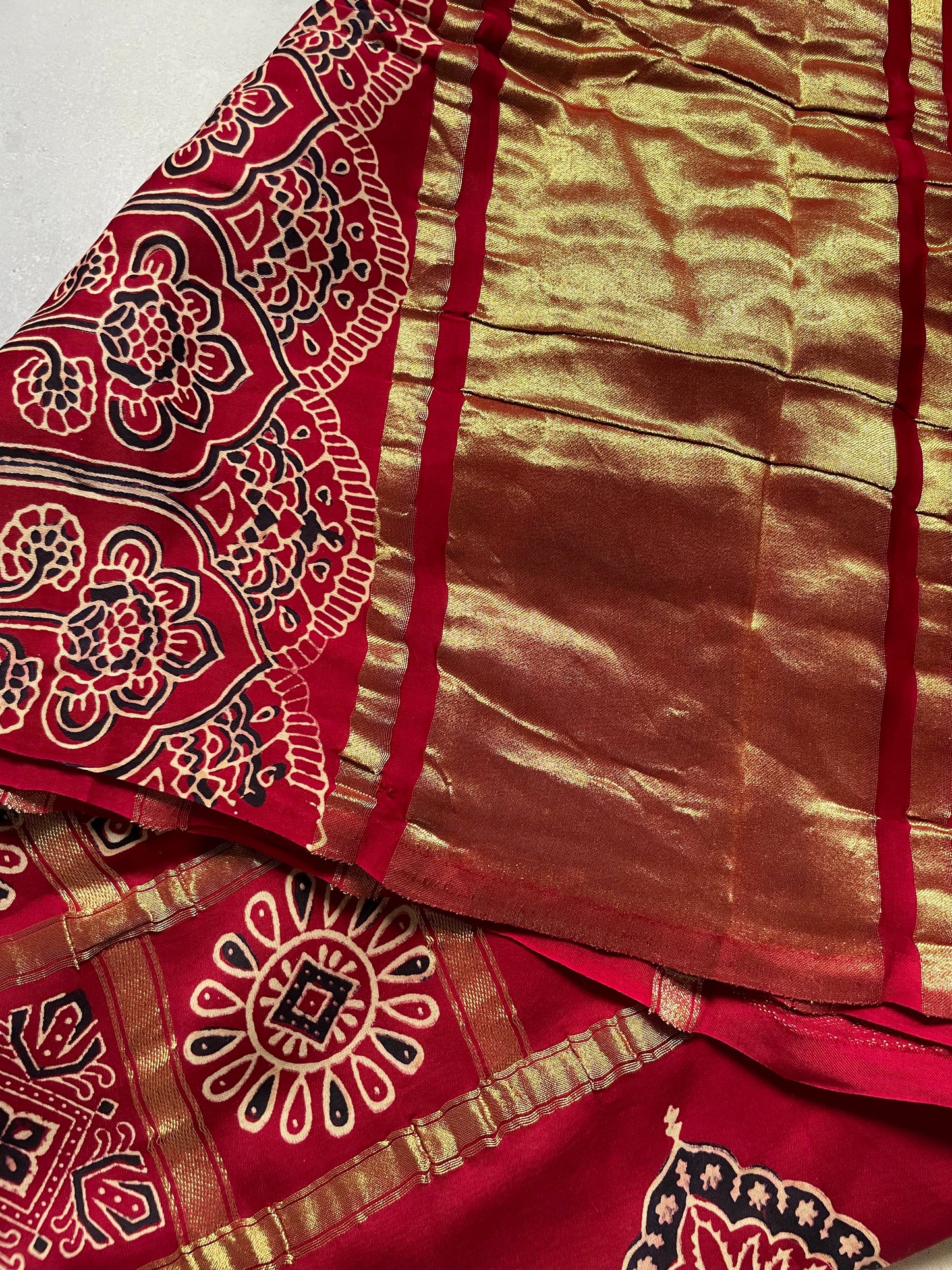 Maroon Gharchola border Modal Silk Saree