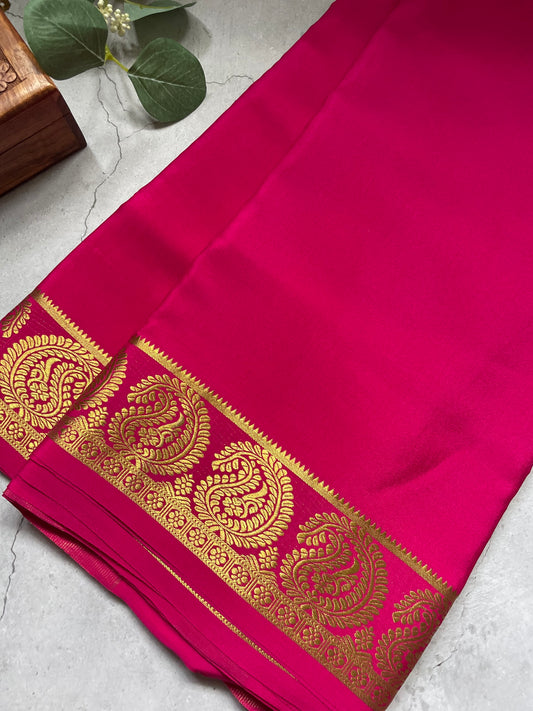 Pink Big Mango Pure Mysore Crepe Silk Saree
