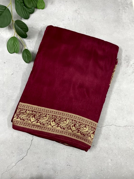 Maroon Meenakari Pallu Dola Silk Saree