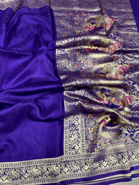 Purple Meenakari Pallu Dola Silk Saree