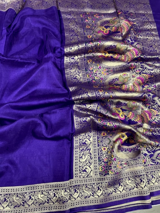 Purple Meenakari Pallu Dola Silk Saree