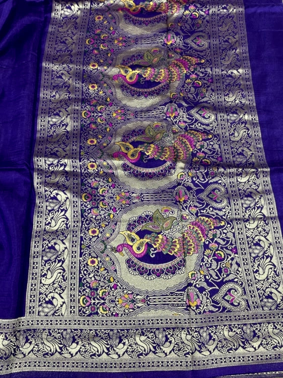 Purple Meenakari Pallu Dola Silk Saree