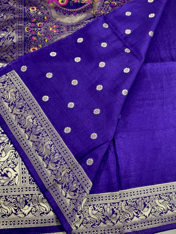 Purple Meenakari Pallu Dola Silk Saree