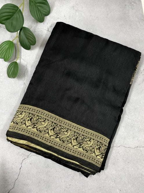 Black Meenakari Pallu Dola Silk Saree
