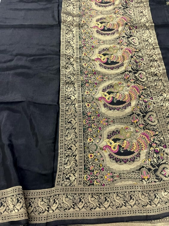 Black Meenakari Pallu Dola Silk Saree