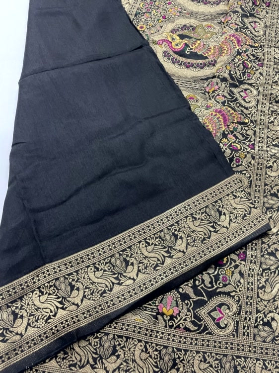 Black Meenakari Pallu Dola Silk Saree
