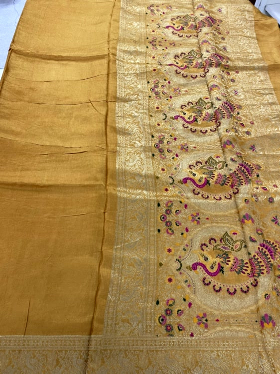 Yellow Meenakari Pallu Dola Silk Saree