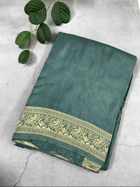Sea Green Meenakari Pallu Dola Silk Saree