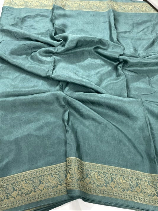 Sea Green Meenakari Pallu Dola Silk Saree