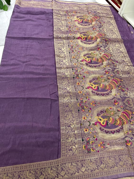 Lavender Meenakari Pallu Dola Silk Saree