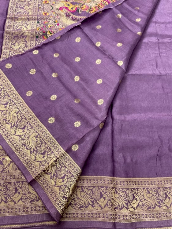 Lavender Meenakari Pallu Dola Silk Saree