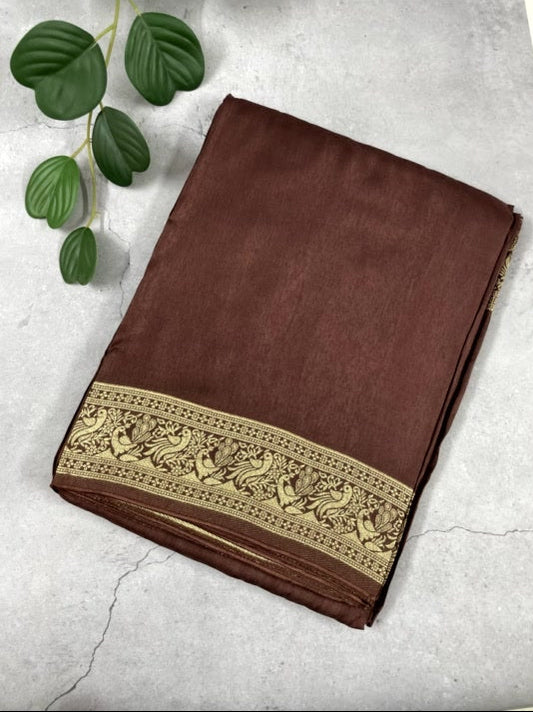 Brown Meenakari Pallu Dola Silk Saree