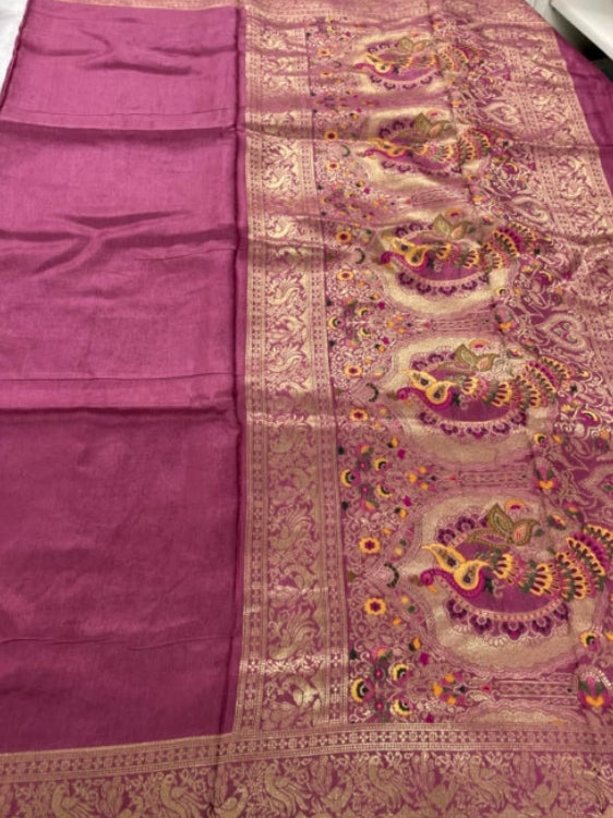 Onion Pink Meenakari Pallu Dola Silk Saree