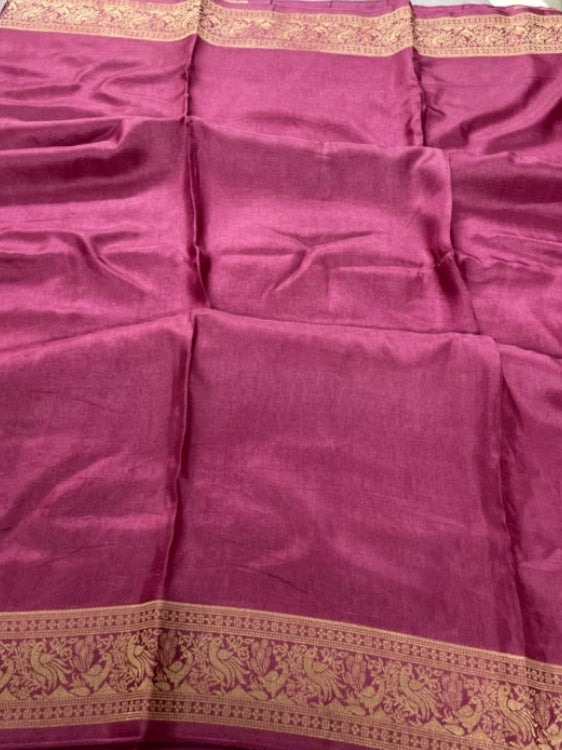 Onion Pink Meenakari Pallu Dola Silk Saree