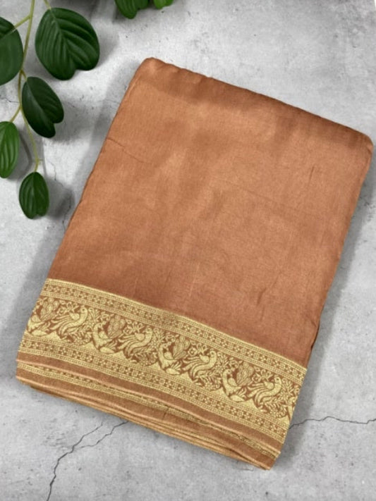 Peach Meenakari Pallu Dola Silk Saree