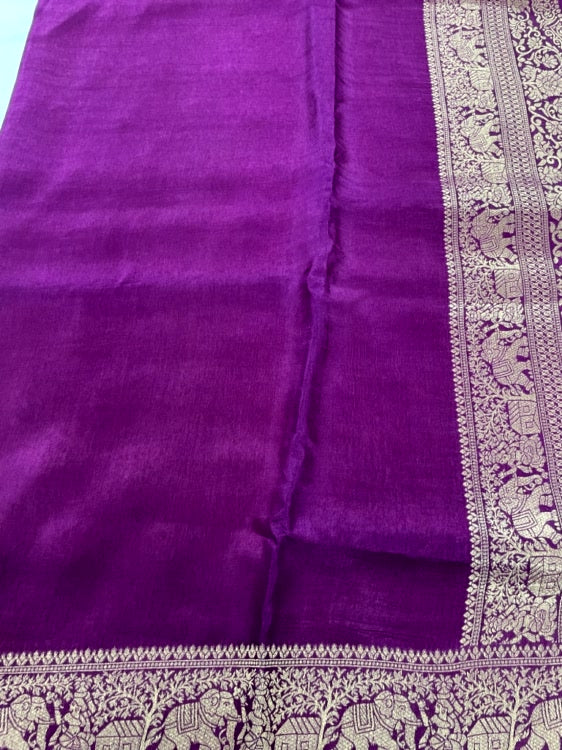 Magenta Plain Dola Silk Saree