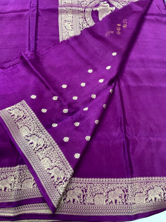 Magenta Plain Dola Silk Saree
