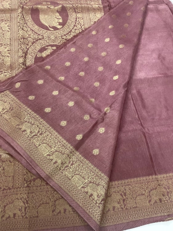 Light Brown Plain Dola Silk Saree