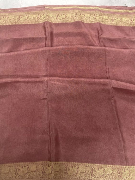 Light Brown Plain Dola Silk Saree