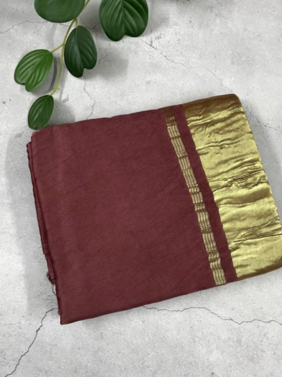 Onion Pink Plain Pure Modal Silk Saree