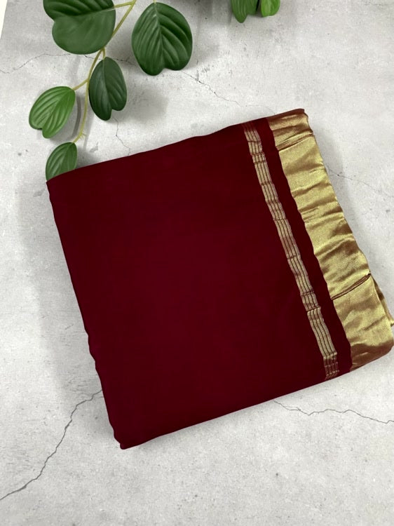 Maroon Plain Pure Modal Silk Saree
