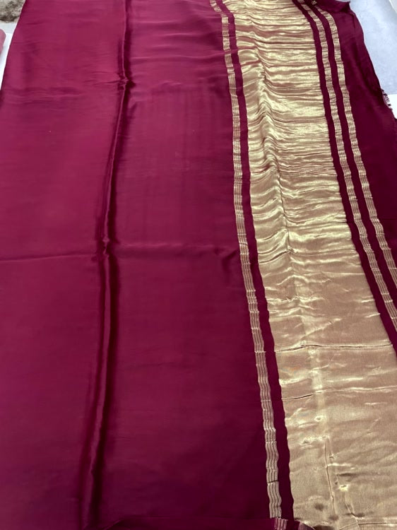 Maroon Plain Pure Modal Silk Saree
